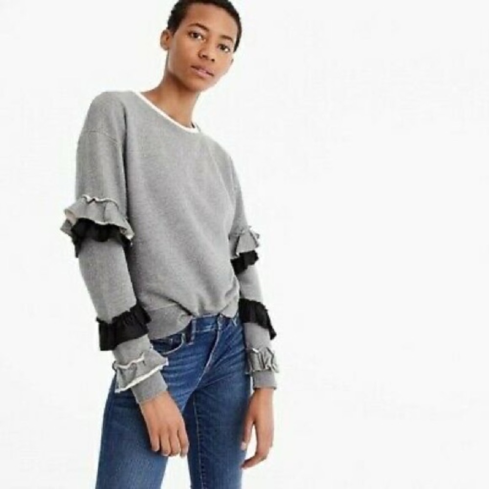 J Crew Ruffle Sleeve Sweatshirt